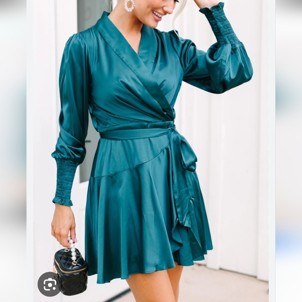 NWT Fate Satin Tie Waist Mini Dress